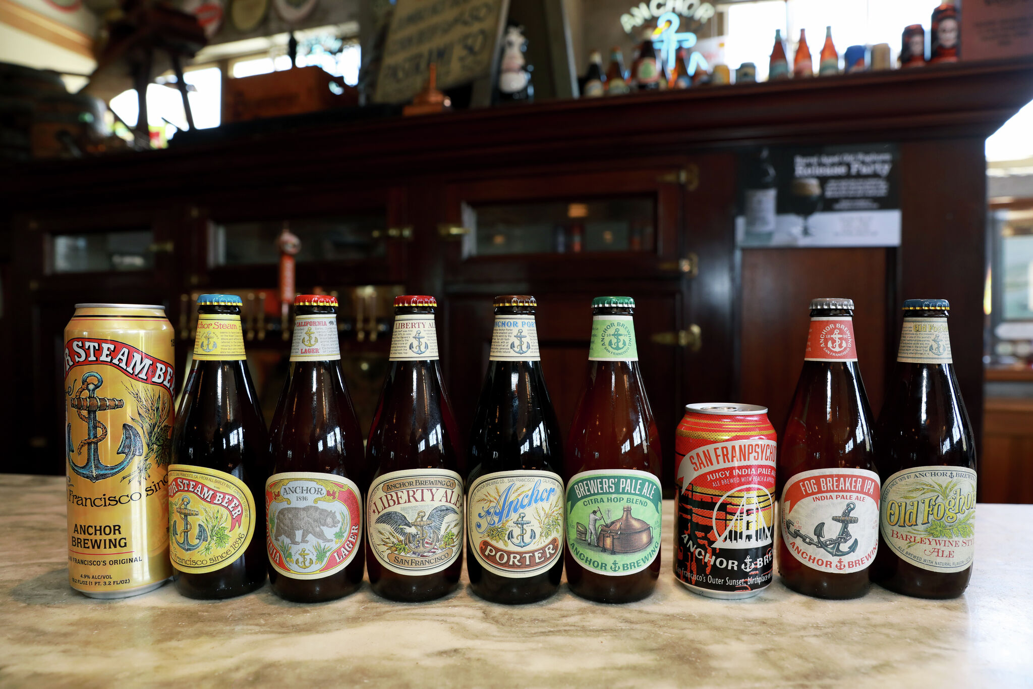 An Anchor Brewing Co. steam beer is photographed at a store in San