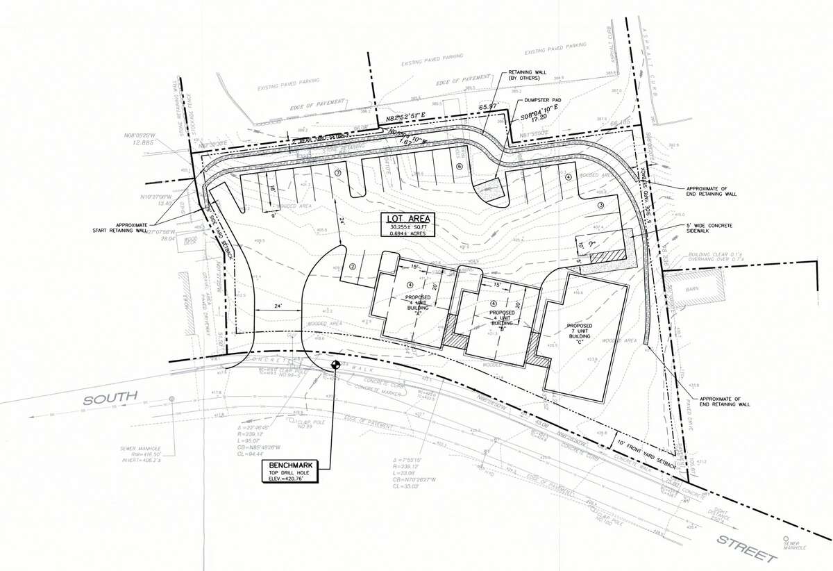 Preliminary site plan for a proposed residential development on South Street in Bethel, Conn.