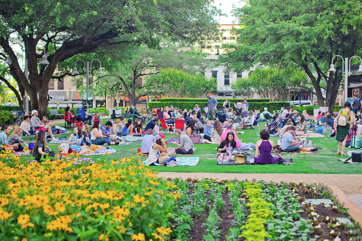 A beautiful day in Market Square Park in Houston, Texas.