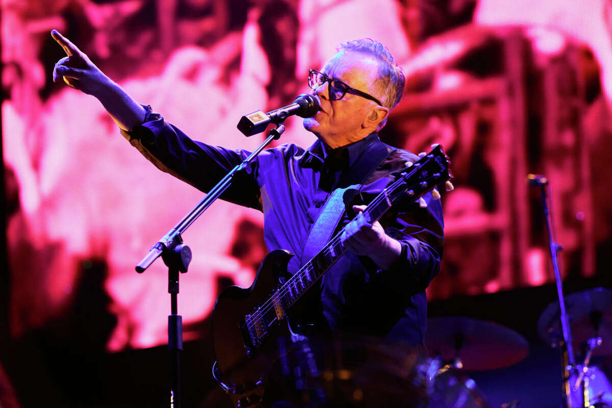 Bernard Sumner of New Order performs at The O2 Arena on November 06, 2021 in London, England.