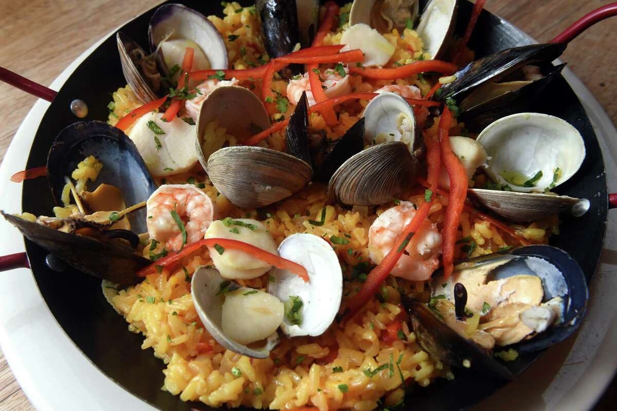 Seafood Paella photographed at the new section of Manjares specializing in tapas and drinks on West Rock Avenue in New Haven on January 25, 2023.