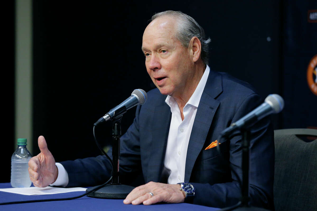 Astros owner Jim Crane answers questions during a press conference introducing Jose Abreu as the newest player on the roster at Minute Maid Park Tuesday, Nov. 29, 2022 in Houston, TX.