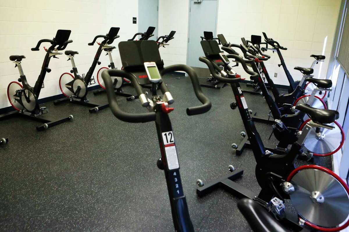 A spin room was added as part of Conroe’s newly opened Westside Recreation Center & Owen Park, Thursday, Jan. 26, 2023, in Conroe. Since August 2021, the city of Conroe has worked to repair and update the former Conroe Family YMCA property, which closed at the start of the pandemic.