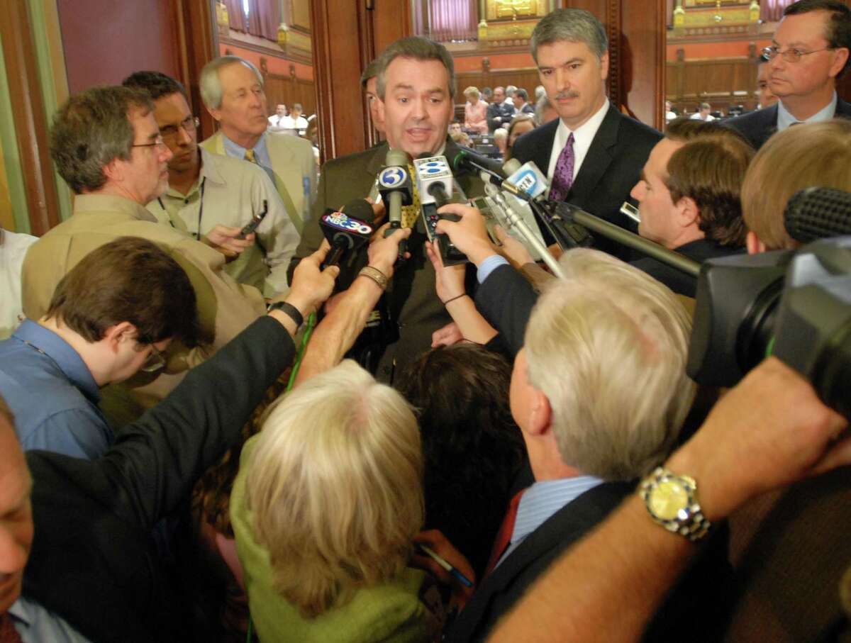 Then-House Speaker James Amann, center, in 2007.