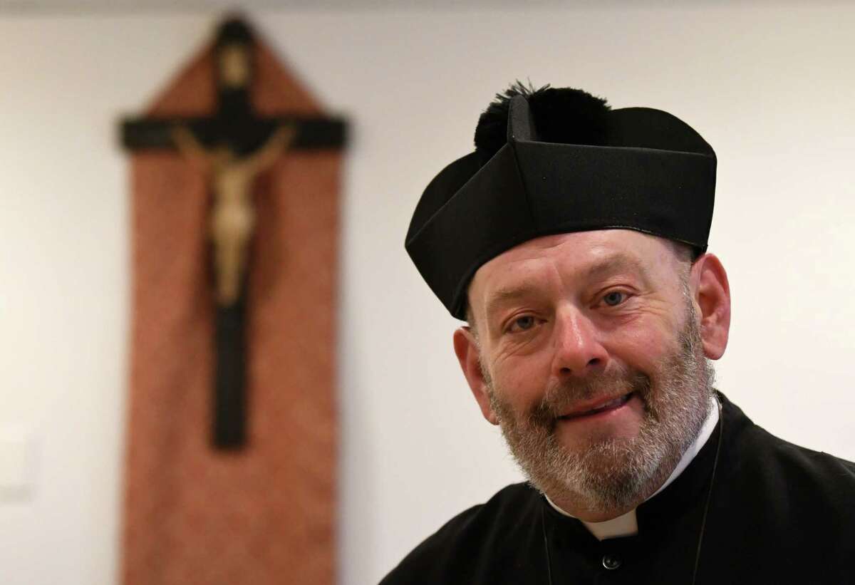 Father Richard Russo in his new chapel on Thursday, Jan. 26, 2023, at St. Helen Parish Mercy Center in Ballston Spa, N.Y.