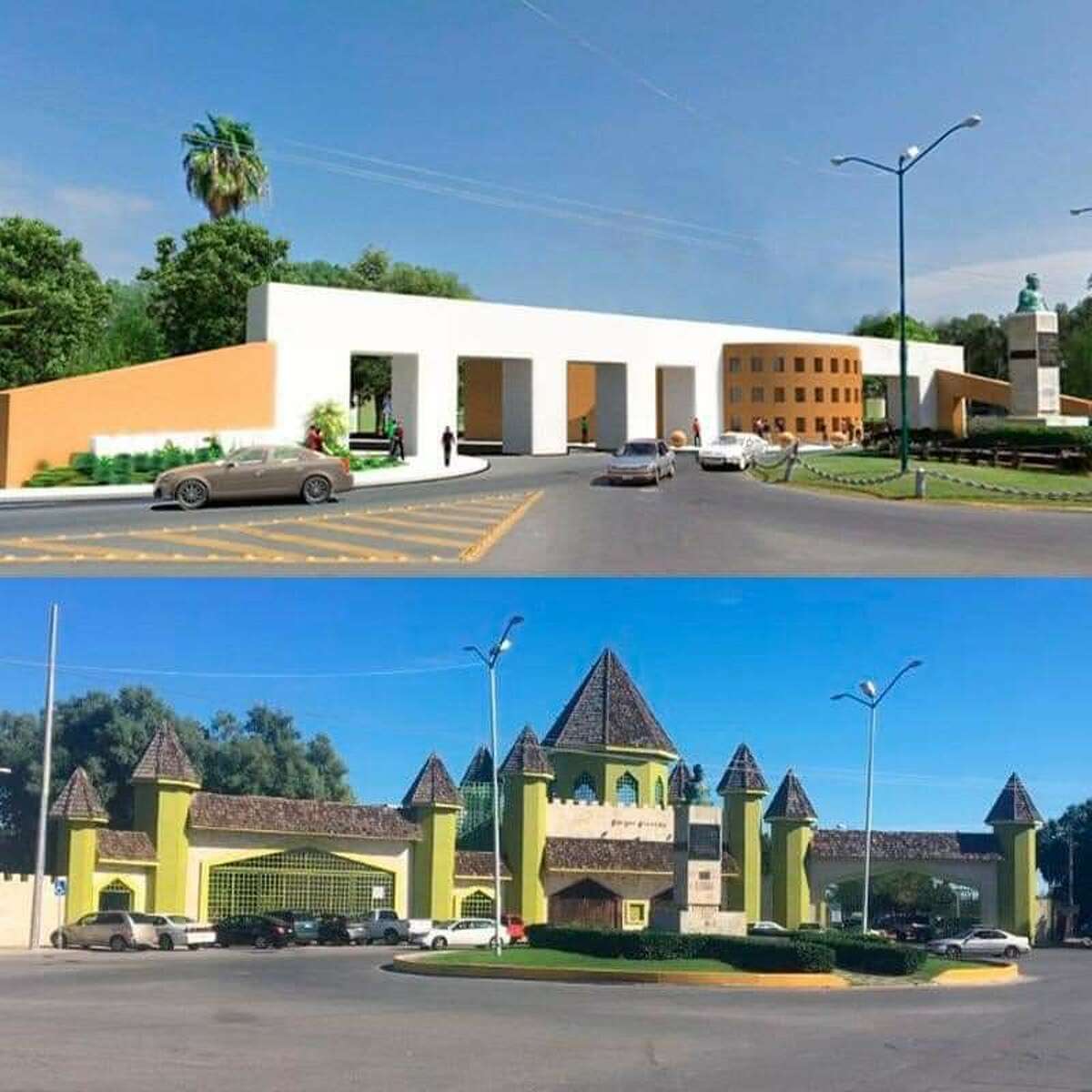 Proposed changes to Parque Viveros in Nuevo Laredo by the City of Nuevo Laredo government. The picture above features the proposed changes and the picture in the bottom is the current state of the park. 