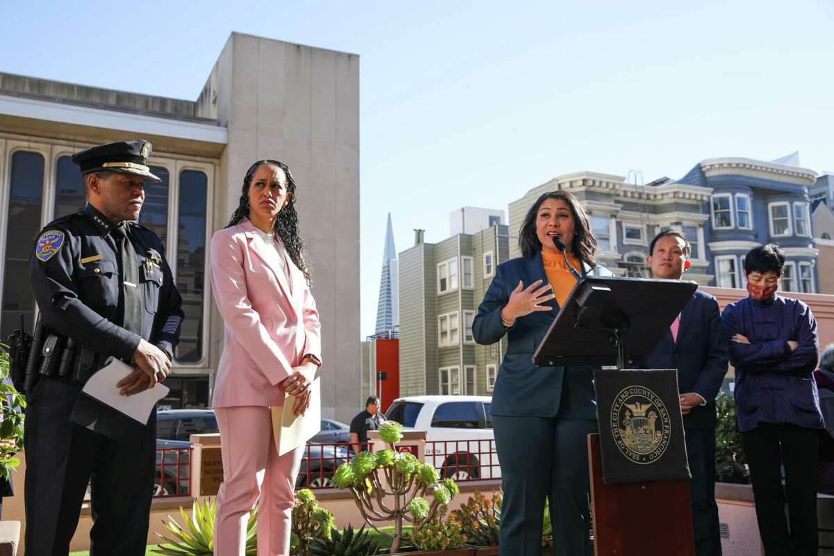 San Francisco Mayor London Breed speaks at a Chinatown news conference assuring the public that Lunar New Year celebrations in the city will be safe, in light of the recent mass shootings.