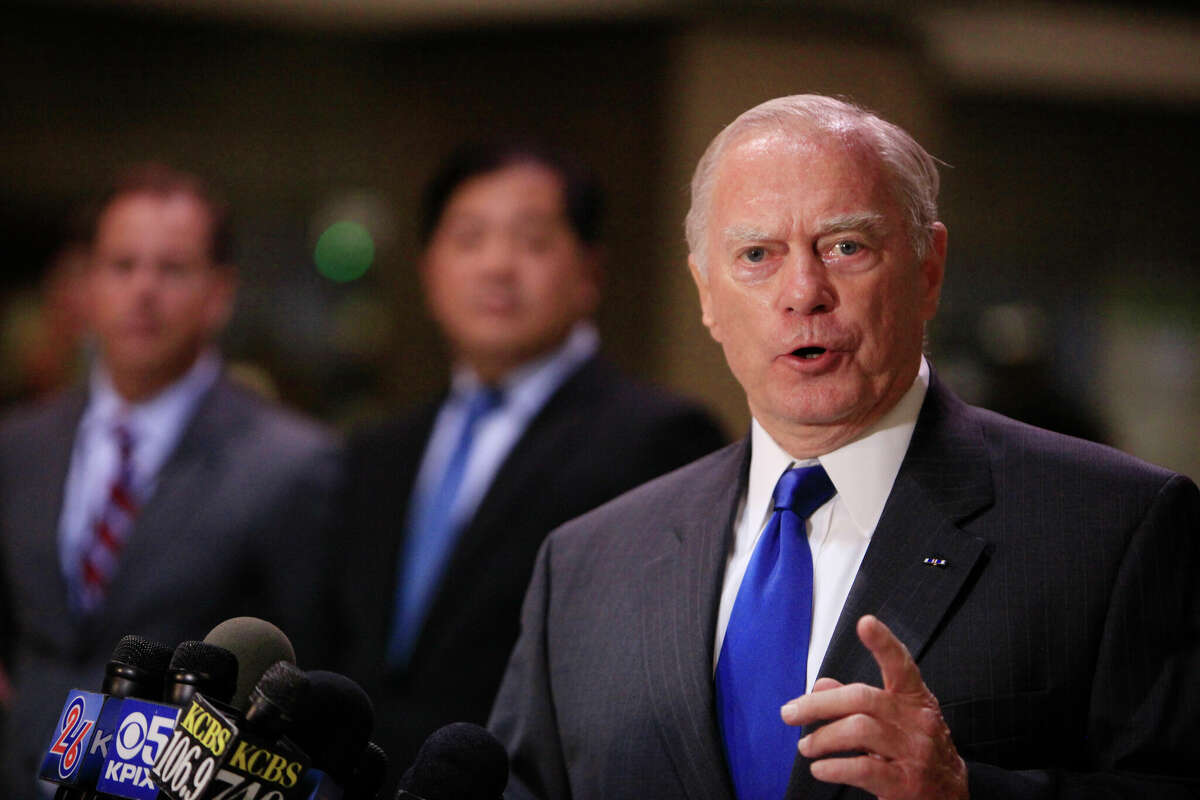 John McPartland, BART director, speaks during a press conference on Monday, Aug. 25, 2014, in San Francisco.