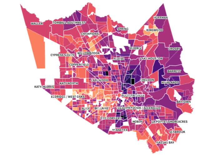 Harris County life expectancy Neighborhoods with shortest, longest
