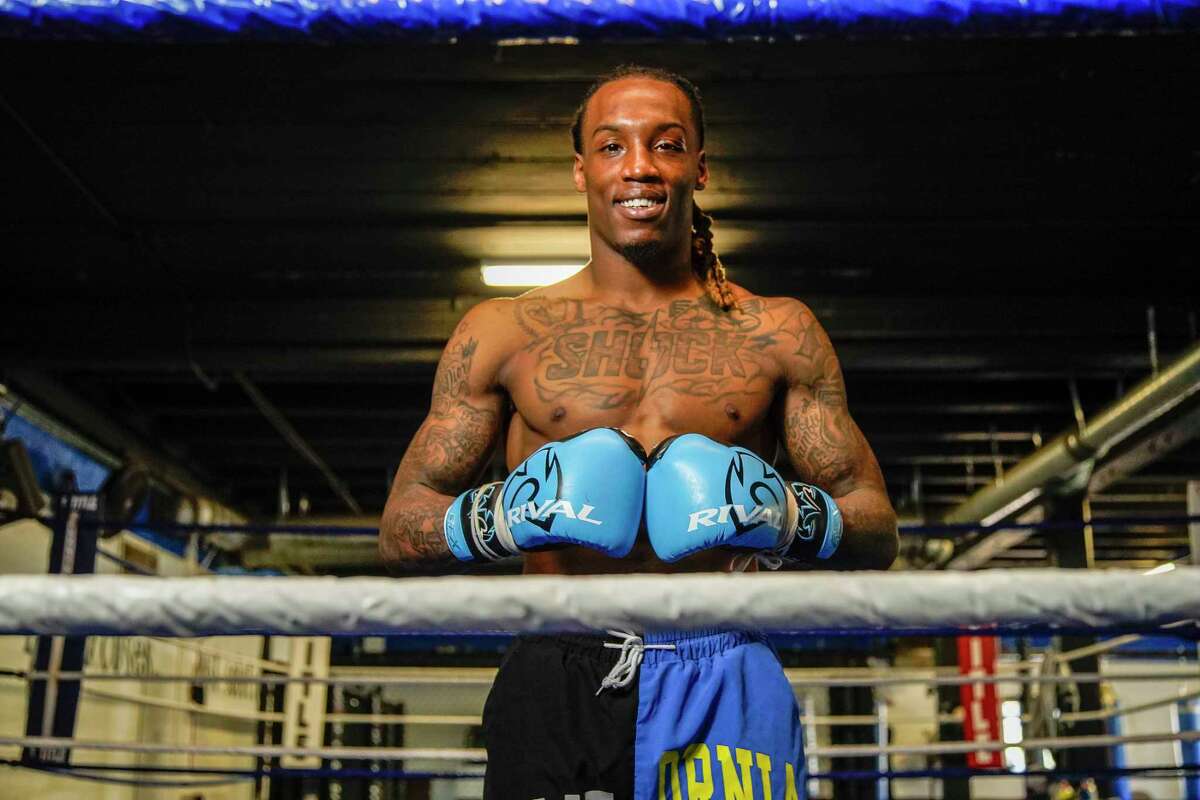 Local boxer O'Shaquie Foster at Main Street Boxing Gym on Thursday, Jan. 26, 2023 in Houston. Foster is fighting for his first world championship in February in the main event of a boxing card on Showtime.