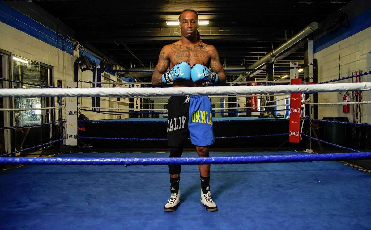 Local boxer O'Shaquie Foster at Main Street Boxing Gym on Thursday, Jan. 26, 2023 in Houston. Foster is fighting for his first world championship in February in the main event of a boxing card on Showtime.