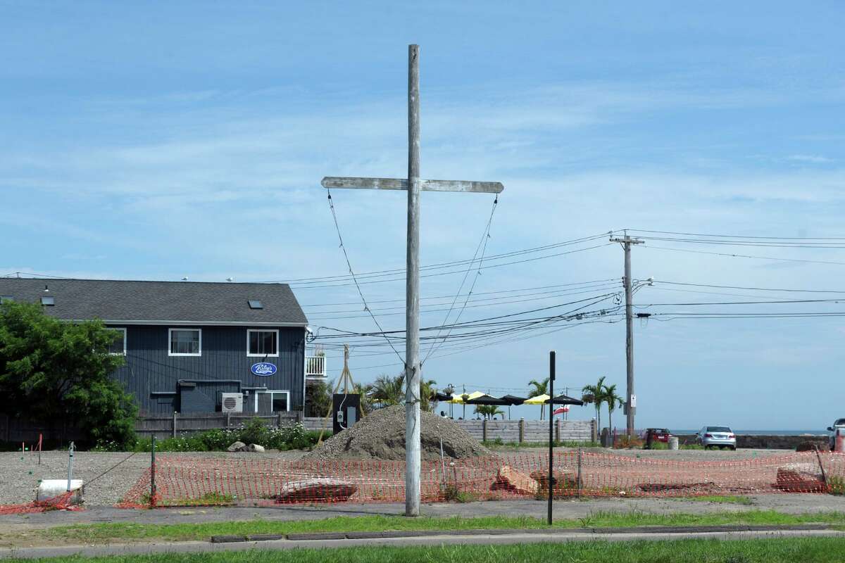 A property at the corner of Washington Parkway and Beach Drive, adjacent to the Stratford Sea Wall in the Lordship neighborhood of Stratford.