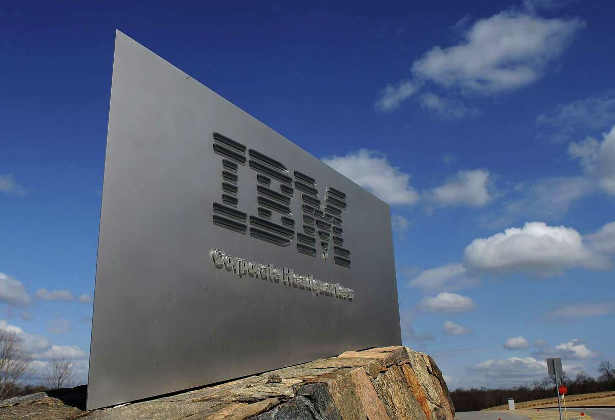 (FILES) In this file photo taken on March 20, 2009, a sign marks the entrance to IBM Corporate Headquarters in Armonk, New York. - IBM on October 8, 2020, unveiled a corporate reorganization to allow it to focus on cloud computing, spinning off its division for managed infrastructure. The move will create two separate, publicly traded firms by the end of 2021, according to the US computing giant. (Photo by STAN HONDA / AFP) (Photo by STAN HONDA/AFP via Getty Images)