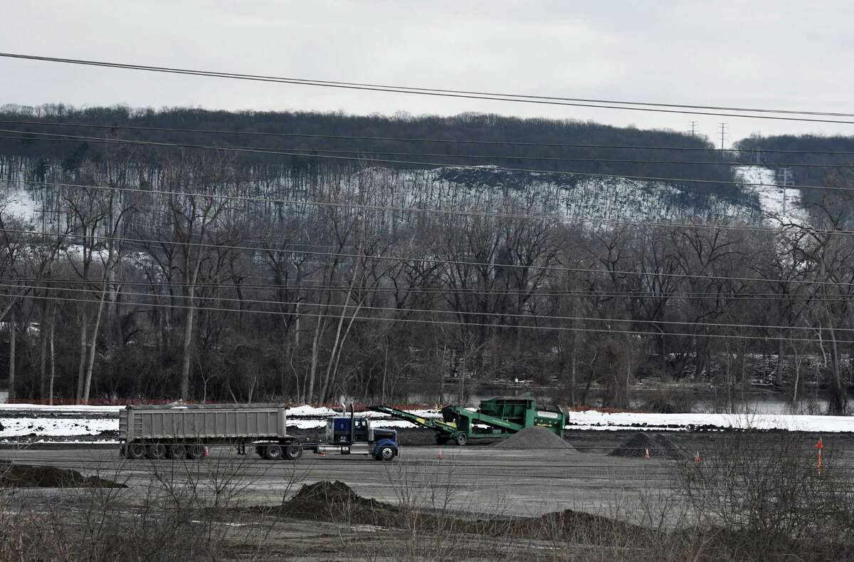 Land is prepared for the Port of Albany's Beacon Island wind turbine tower project on Friday, Jan. 27, 2023, in Bethlehem, N.Y. Glenmont residents who oppose project say town of Bethlehem failed to follow the State Environmental Quality Review Act (SEQR) rules when granting site plan approval to the facility.