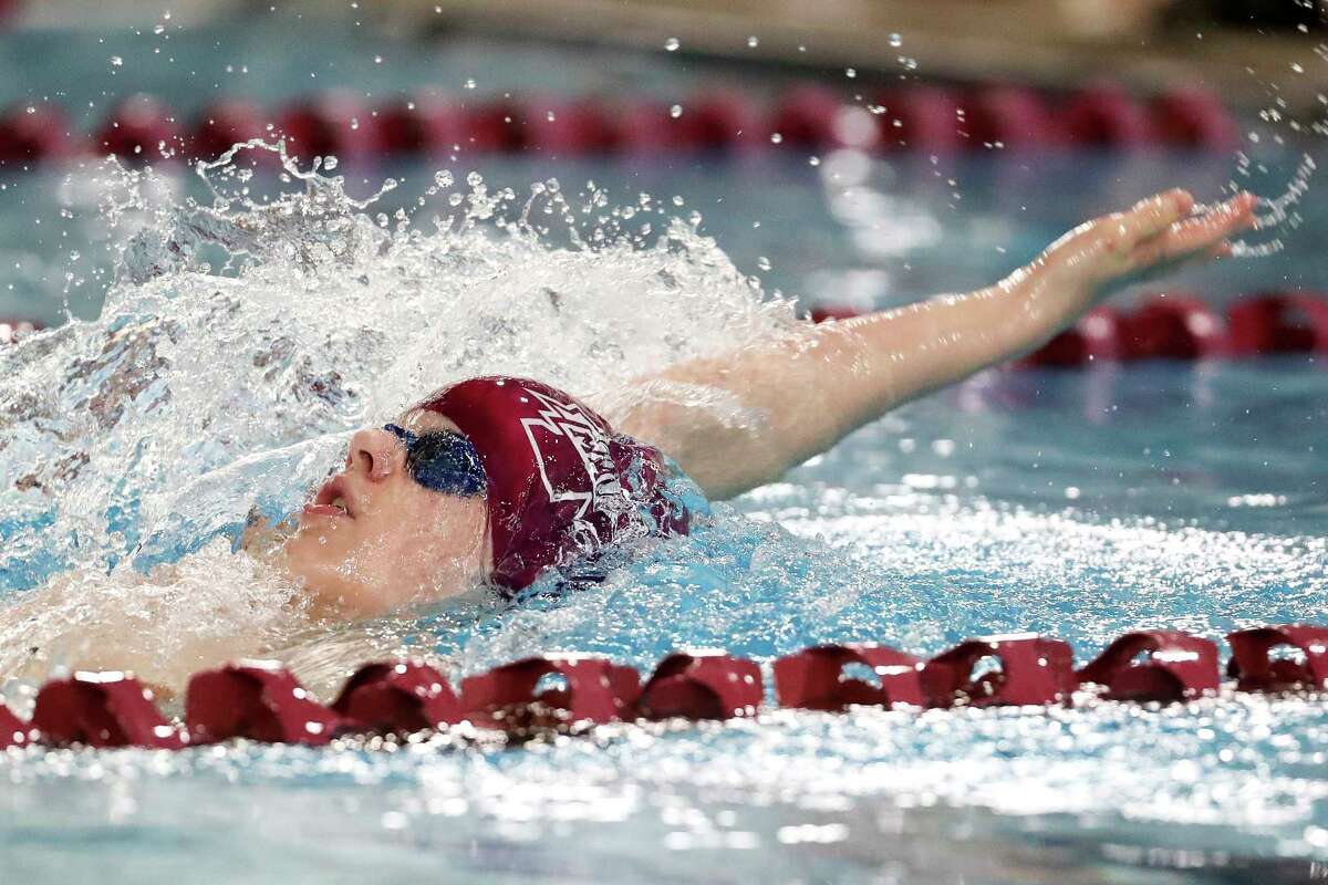 Jack Culberson of Magnolia competes in the boys 200-yard individual medley during the District 21-5A Swimming & Diving Championships at the Michael D. Holland Aquatic Center Friday, Jan. 27, 2023, in Magnolia