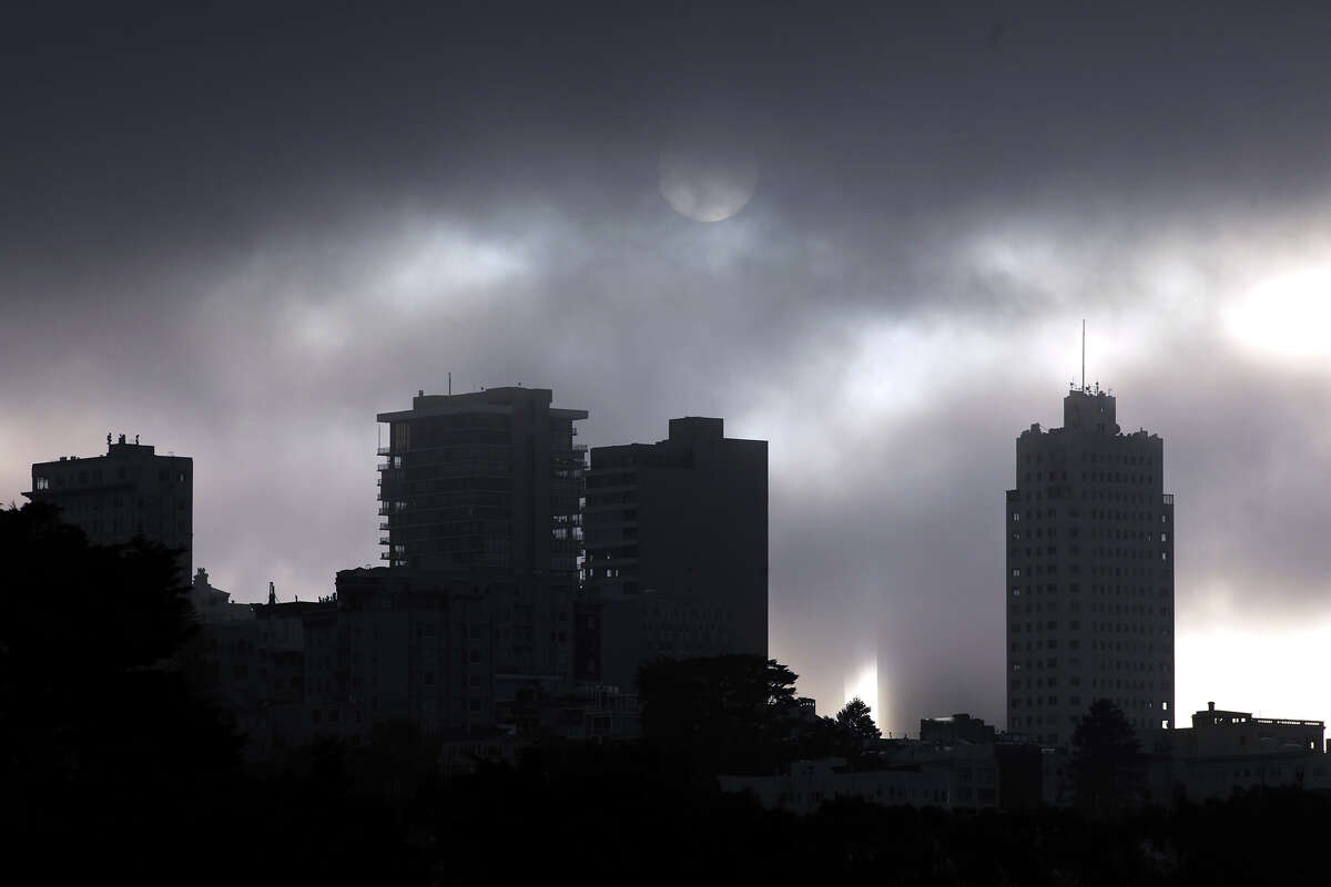 A low-lying fog hung over much of the San Francisco Bay on Friday morning, Jan. 27, 2023.