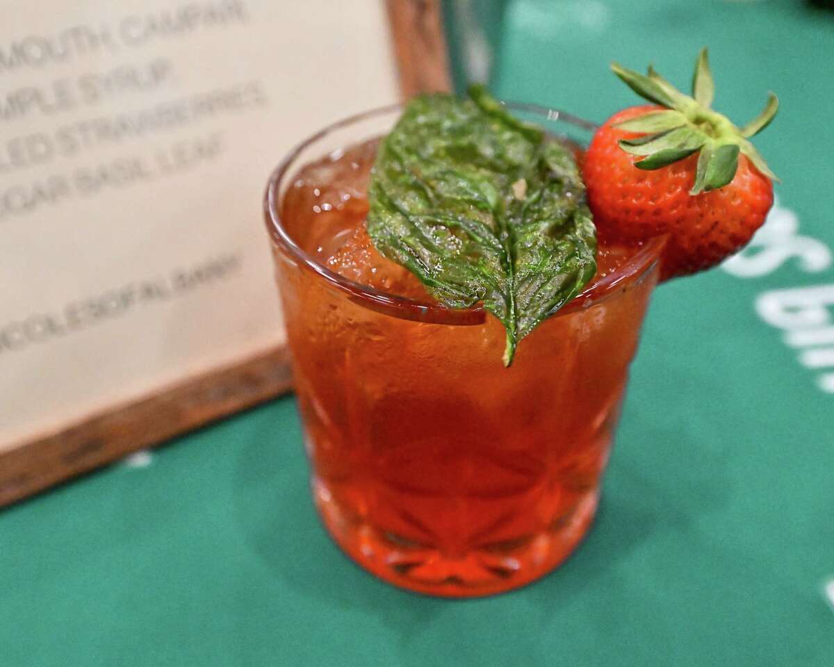 A strawberry basil negroni at the Nicole’s Catering station during the Albany Chefs’ Food & Wine Festival on Friday, Jan. 27, 2023, at the Capital Center in Albany, NY.