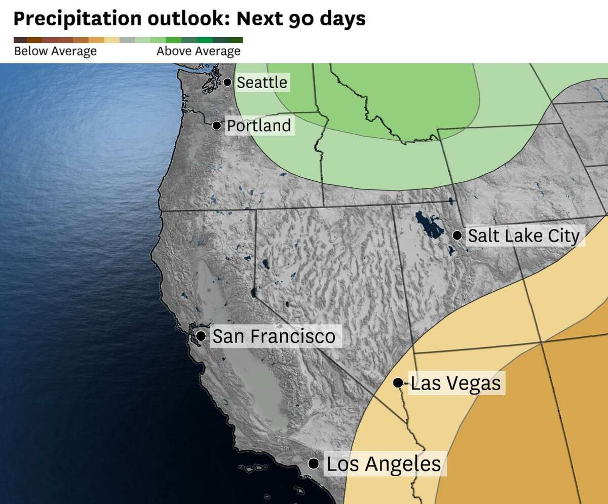 The Climate Prediction Center’s three-month outlook for the Western United States projects out to the end of April. As La Niña continues to weaken, the outlook calls for equal chances for either above- or below-average precipitation across most of California.