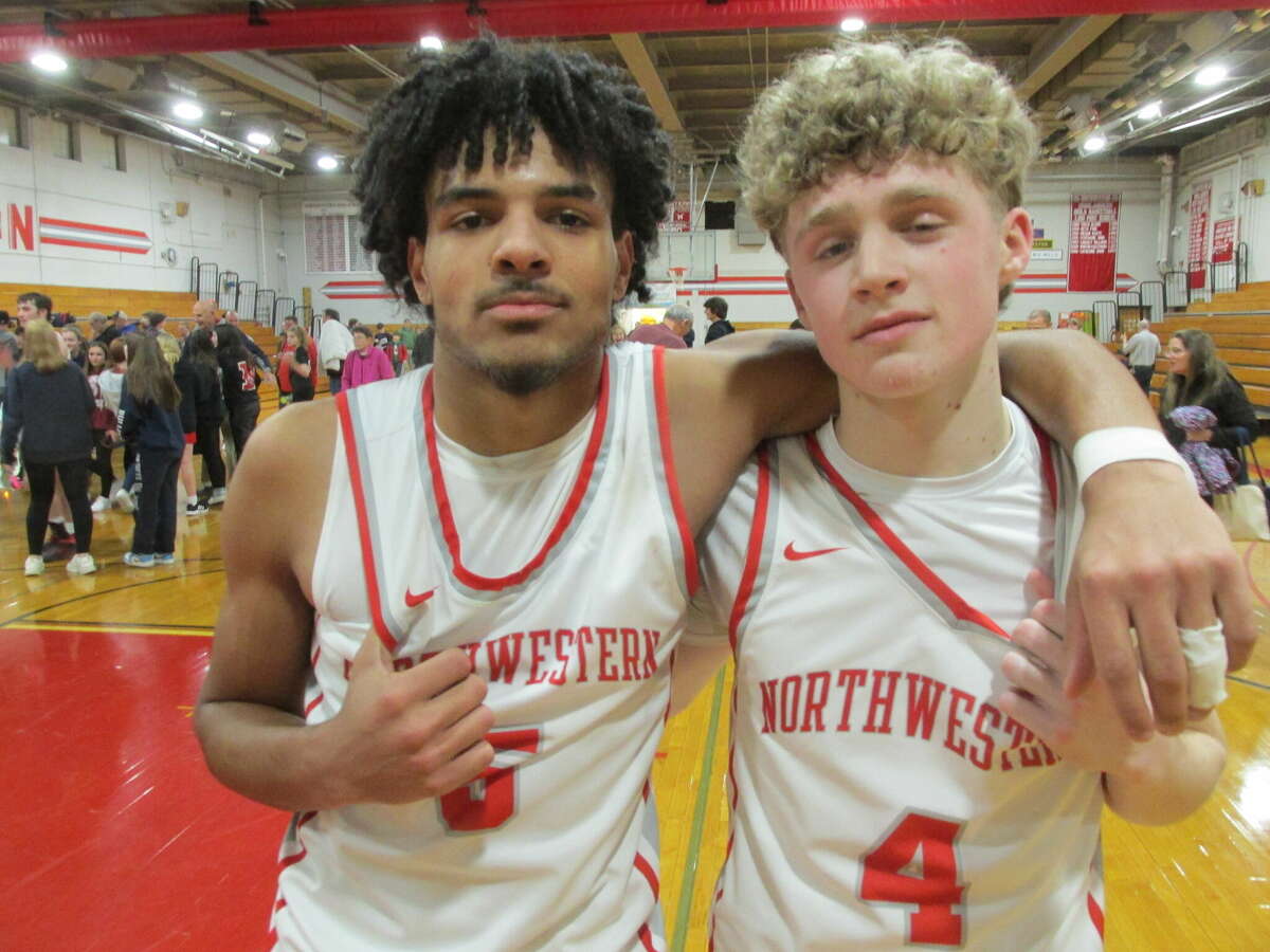 Highlanders Freddie Camp and Tristan DiMartino shared the glory of a last-minute Northwestern win over Shepaug at the top of the Berkshire League Friday night at Northwestern High School. 