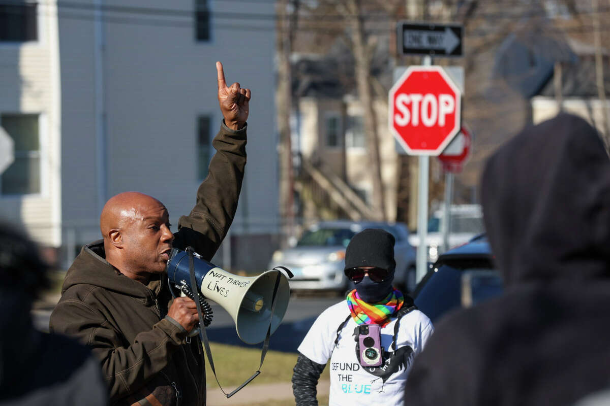 Protesters rally in Hartford on Saturday, Jan. 28, the day after authorities in Memphis, Tenn., released video showing the police beating of Tyre Nichols following a traffic stop on Jan. 7. Nichols, a Fed-Ex worker and father to a 4-year-old son, died days later in the hospital. The five Memphis Police Department officers involved in the assault, including Bloomfield High School grad Desmond Mills Jr., have been fired and charged with murder.