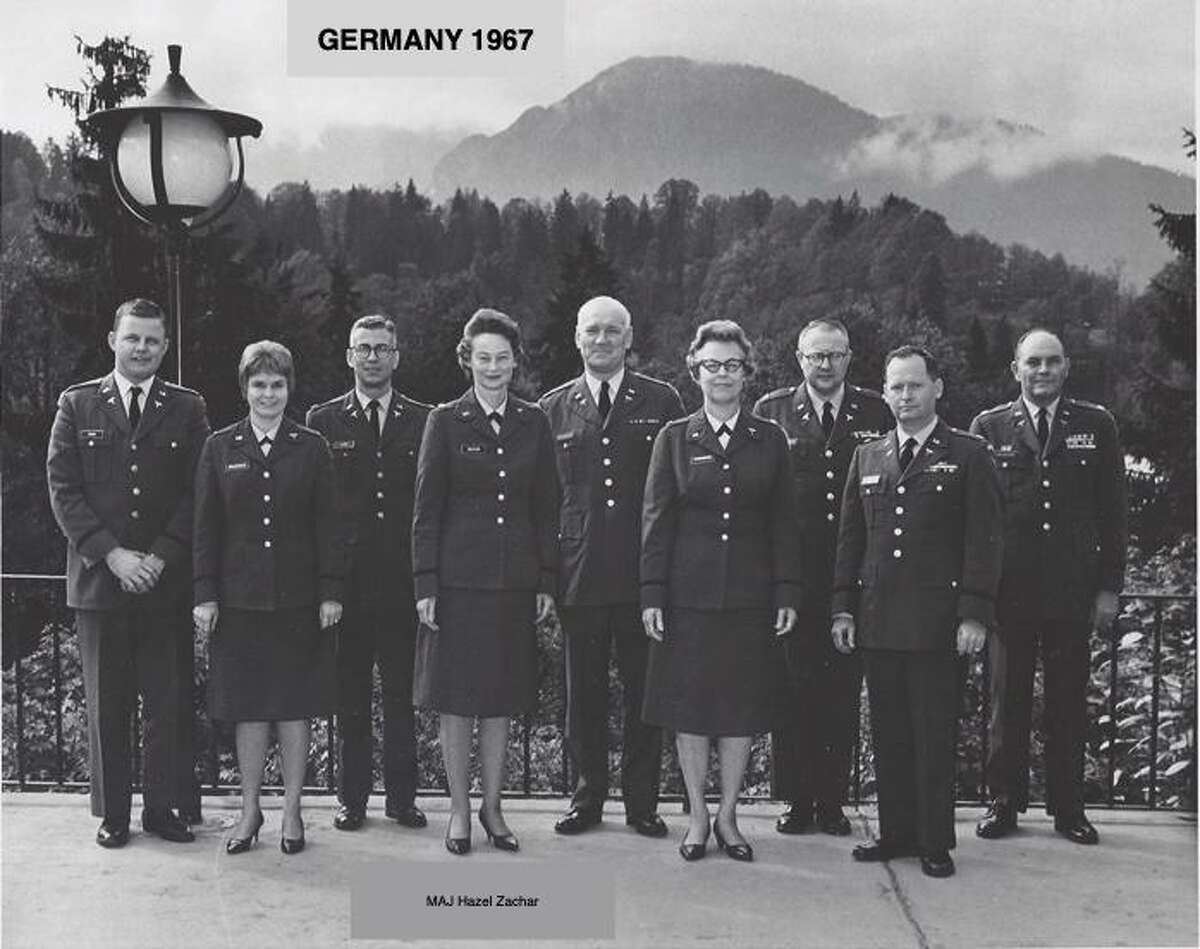 Retired Army Col. Hazel Zachar, fourth from left, is seen in a 1967 photo taken in Germany.