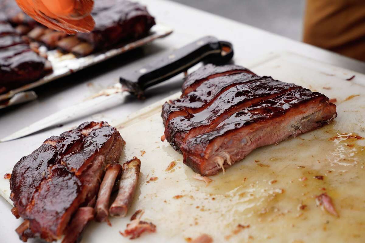 St. Louis style ribs have been cut and ready for judging during the San Antonio Stock Show and Rodeo's 26th annual BBQ Cook-Off Saturday on the city's east side. Saturday's main judging was for chicken, ribs, and brisket.