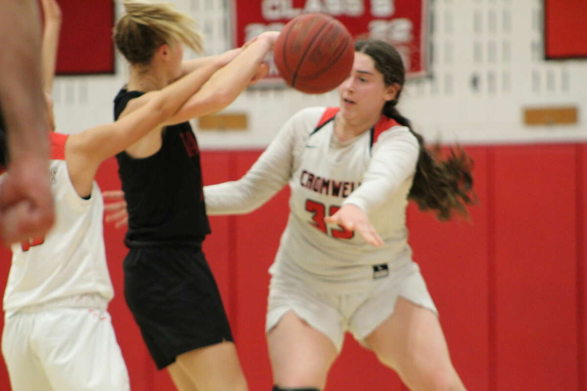 Cromwell senior Adela Cecunjanin, pictured in the Panthers' game against Valley Regional earlier this month, is averaging 14 points and close to 12 rebounds per game this season.