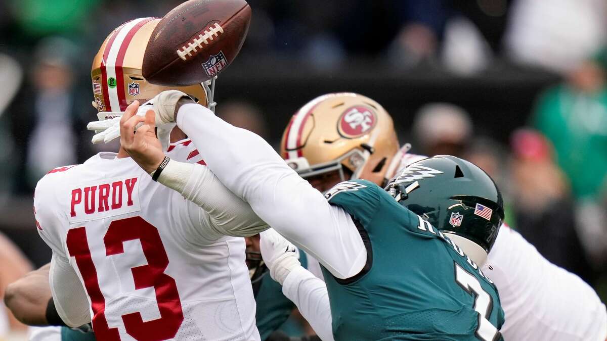 Eagles linebacker Haason Reddick knocked 49ers quarterback Brock Purdy out of Sunday's NFC championship game, but Purdy returned after backup quarterback Josh Johnson sustained a head injury.
