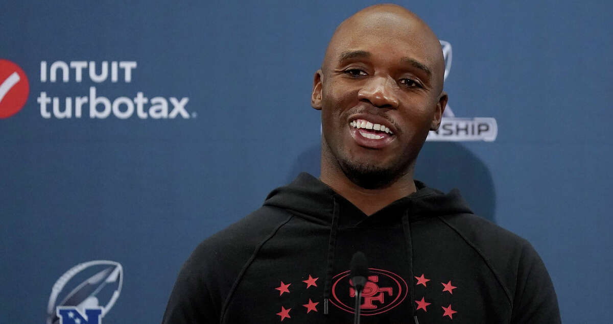 San Francisco 49ers defensive coordinator DeMeco Ryans speaks at a news conference before an NFL football practice in Santa Clara, Calif., Thursday, Jan. 26, 2023. Ryans will be introduced as the Houston Texans head coach on Thursday, Feb. 2, 2023.
