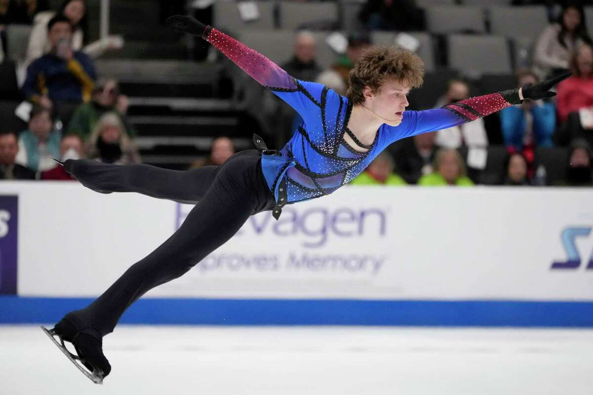Ilia Malinin performs during the men’s free skate at the U.S. figure skating championships.