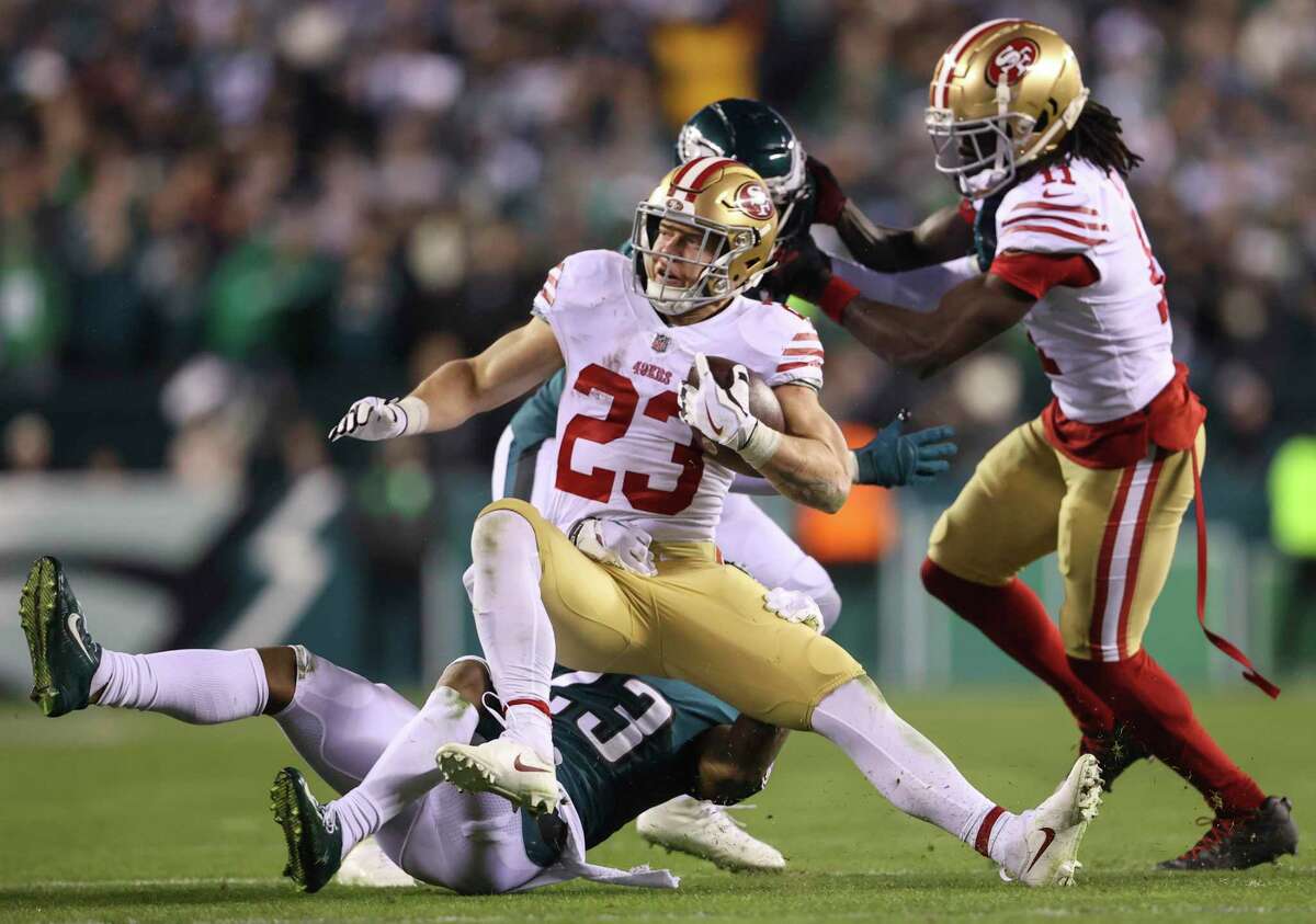 Running back Christian McCaffrey dragged the 49ers to a tie game against  the Eagles 