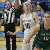 Evart's Emma Dyer gets ready to contest Pine River's Madi Sparks for a rebound during a recent game.