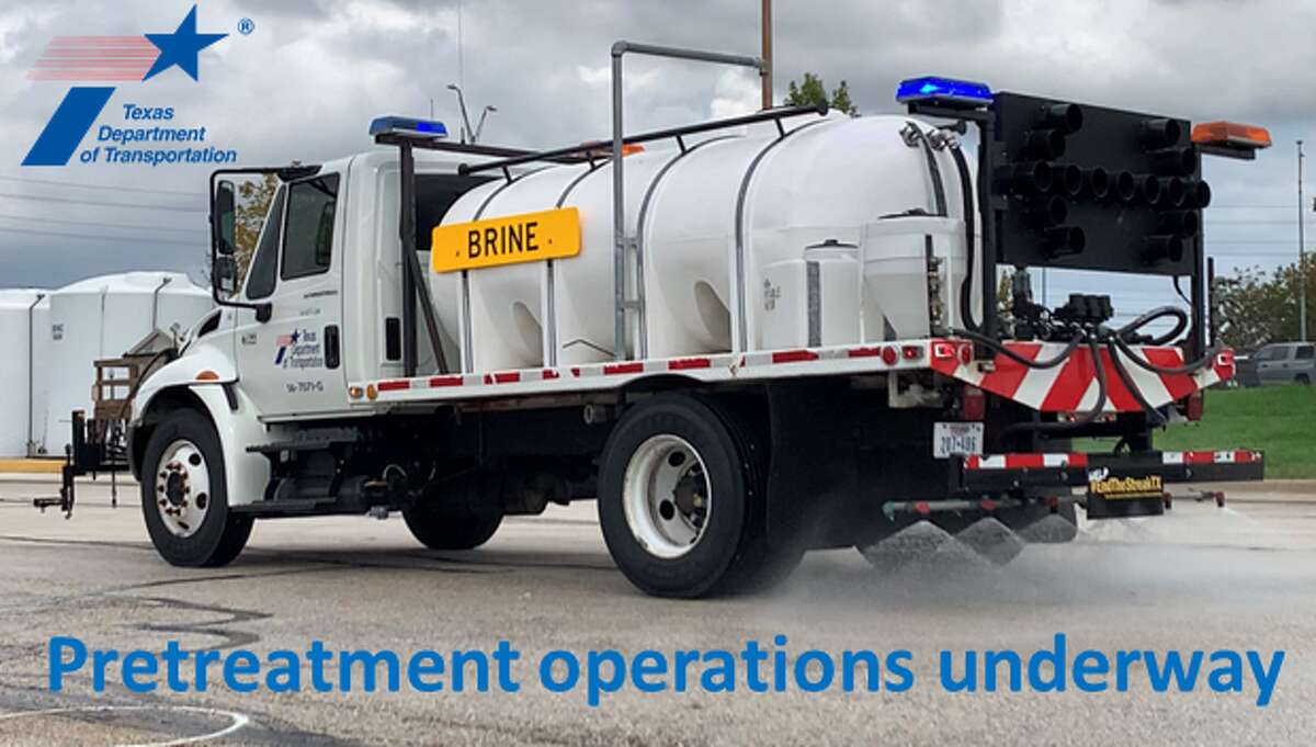TXDoT vehicles are pre-treating the roads in Central Texas ahead of a winter storm warning.