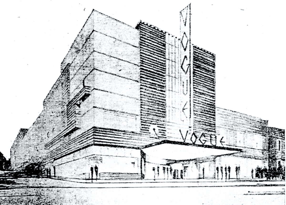 Opening in January 1938, the Vogue Theatre celebrates its 85th anniversary in 2023. The above illustration is the original architectural drawing of the theater.