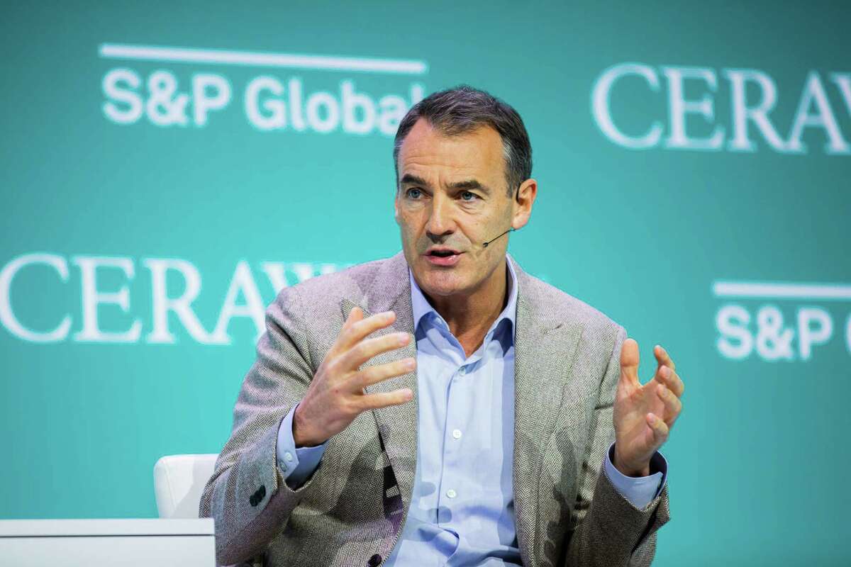 Bernard Looney CEO of bp p.l.c., discusses energy transition at CERAWeek by S&P Global, Tuesday, March 8, 2022, in Houston.