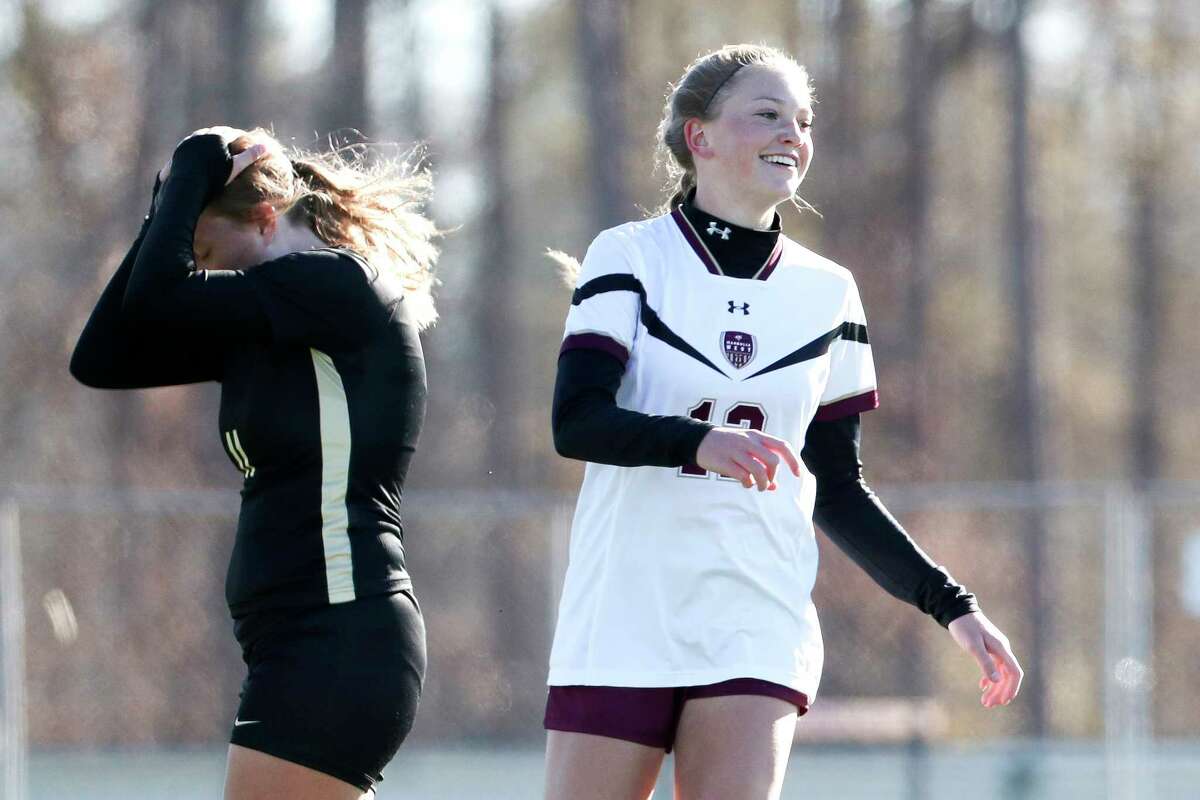 Magnolia West's Amie Sumrall had a hat trick as her team opened District 21-5A play with a win.