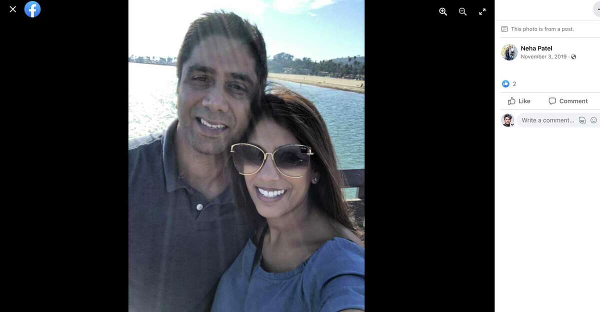 Neha Patel and her husband Dharmesh pose for a selfie on November 3, 2019, as shown in a Facebook post.
