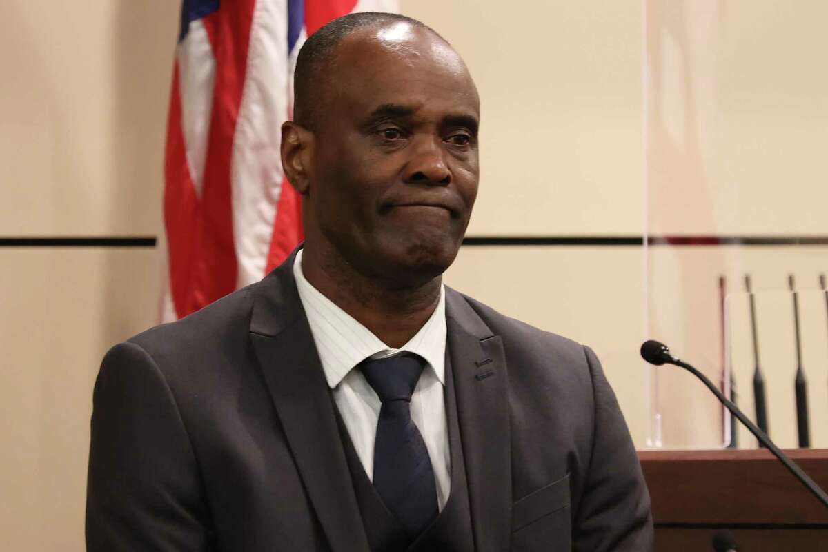 Paul Anderson, father of Andreen McDonald, testifies during the murder trial of her husband, Air Force Reserve Maj. Andre McDonald, on Monday. The defendant later took the stand in his own defense. Andreen McDonald went missing on March 1, 2019, and her body was found four months later.