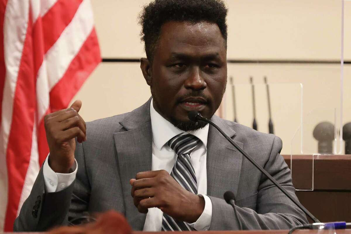 Testifying in his own defense at his murder trial, Air Force Reserve Maj. Andre McDonald describes Monday how he killed his wife on Feb. 28, 2019.