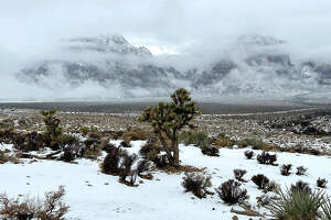 Snow falls across parts of Las Vegas Valley on Monday