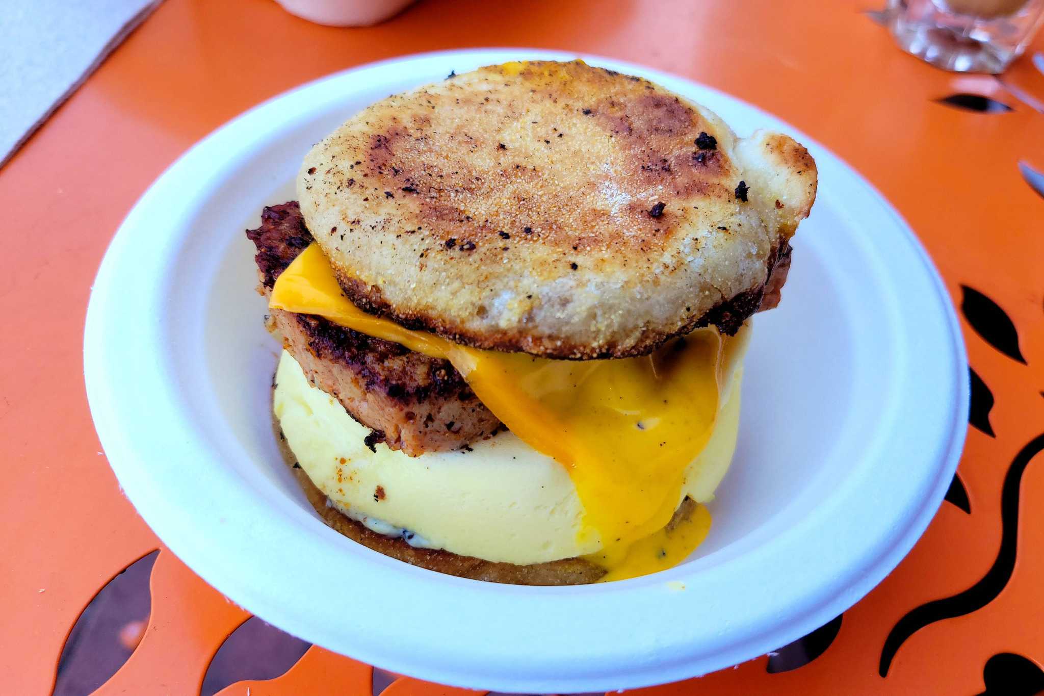 Sausage and Egg Breakfast Sandwich with Pimento Cheese