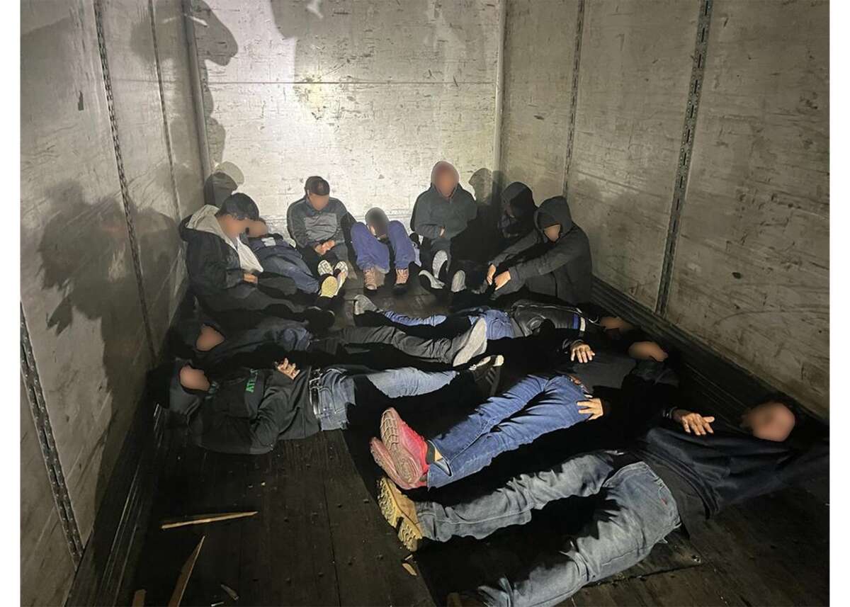 U.S. Border Patrol agents found 12 migrants inside a tractor-trailer. With the assistance of a drone, agents located two additional migrants in the nearby area.
