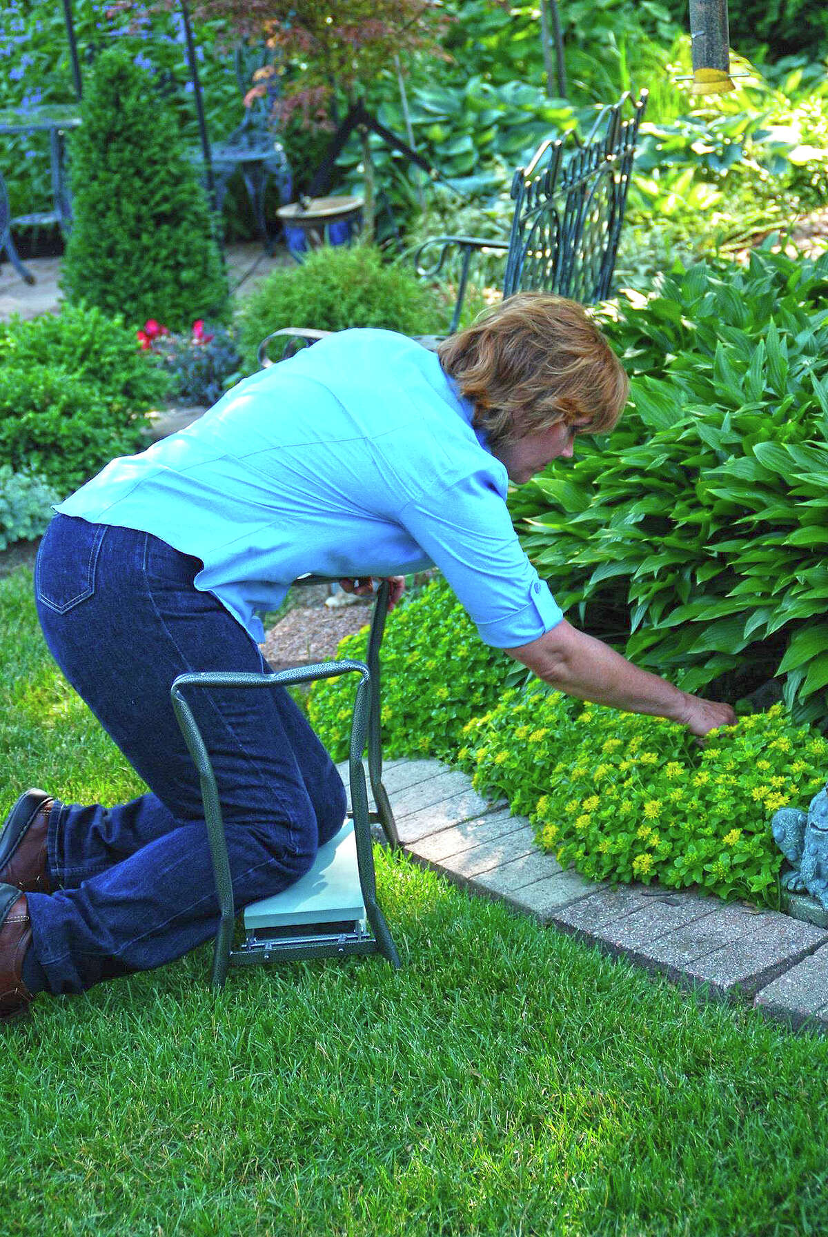 Kneelers with built-in handles can make moving up and down easier, protect joints and allow people to garden longer.