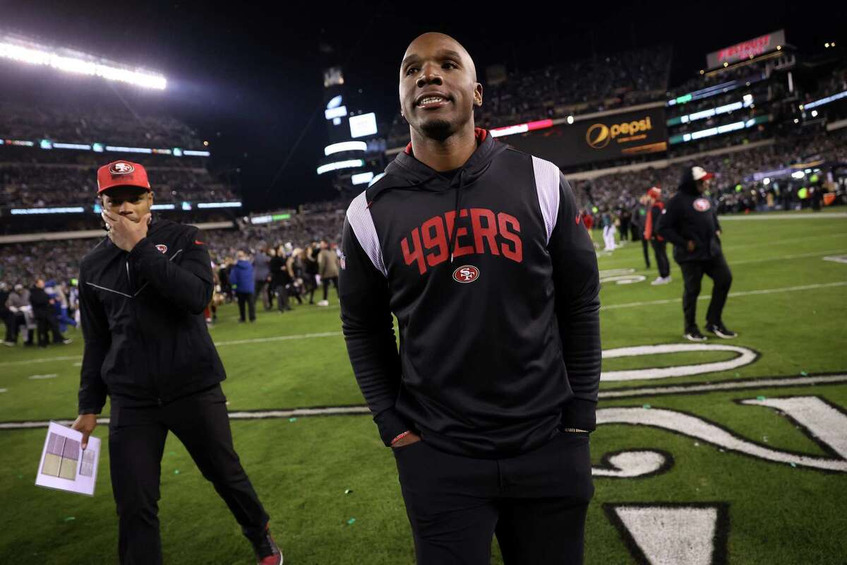 San Francisco 49ers’ defensive coordinator DeMeco Ryans walks off the field after Philadelphia Eagles’ 31-7 win in NFC Championship Game at Lincoln Financial Field in Philadelphia. PA., on Sunday, January 29, 2023.