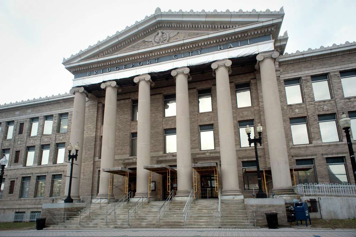 The exterior of Bridgeport City Hall in Bridgeport.