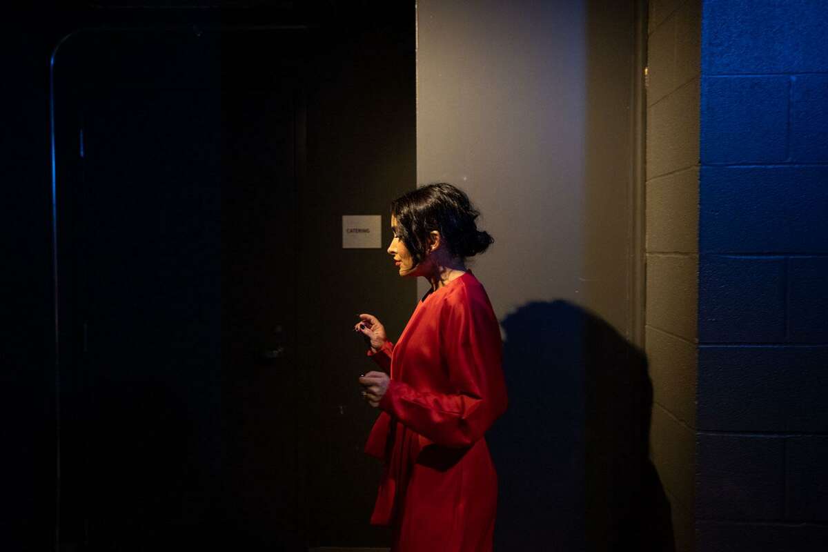 Gola rehearses the National Anthem before performing with the Mariachi Las Valquirias to open the Mayor’s Dream Ball at the Tobin Center on Saturday evening. (Kaylee Greenlee Beal/Contributor)
