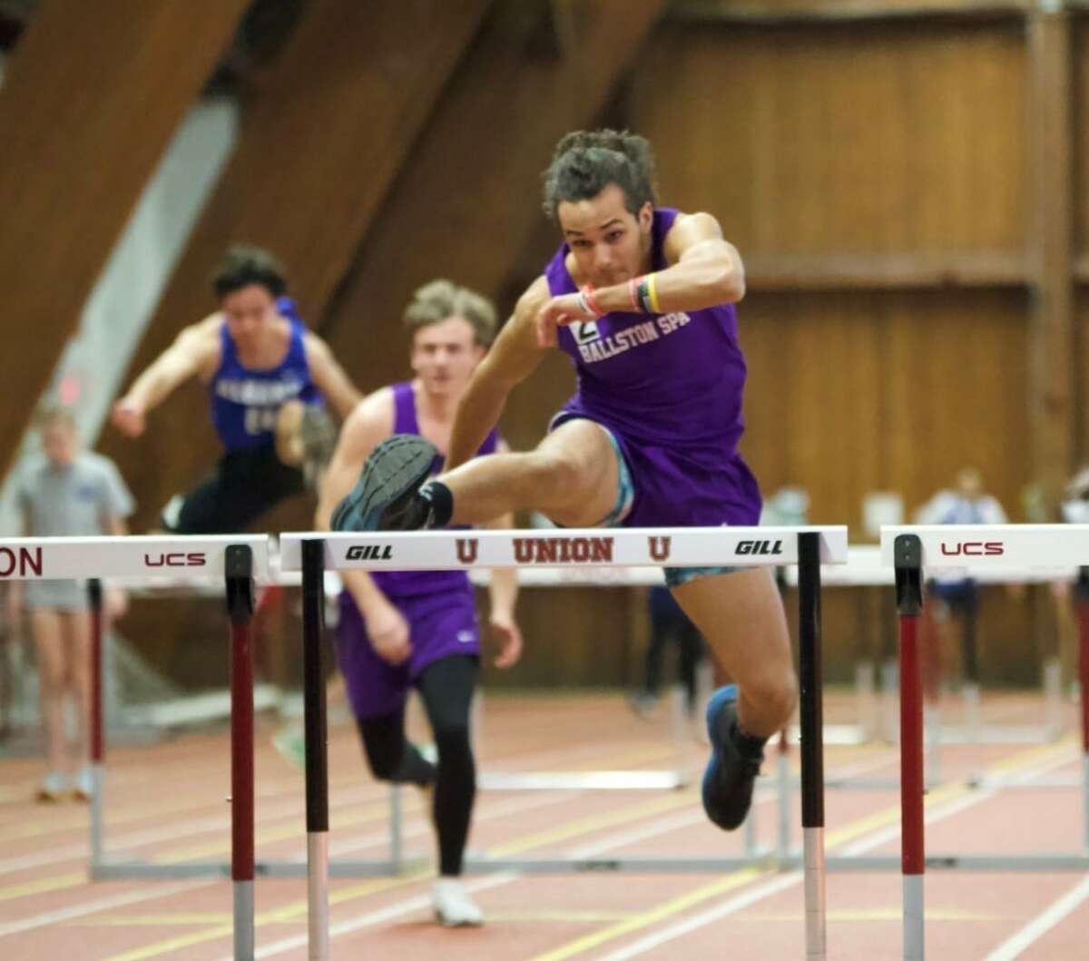 Ballston Spa's Isaiah Hannah won two individual titles at the Division II sectional meet, taking the 45-meter dash and the 50-meter hurdles. He was also on a second-place 800 relay.