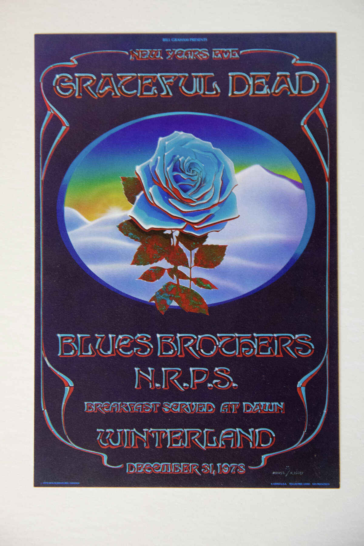 The original poster of the closing of Winterland, with the Grateful Dead and Blues Brothers, at the D.King Gallery in Berkeley, Calif., on Jan. 23, 2023. The poster is often bootlegged.