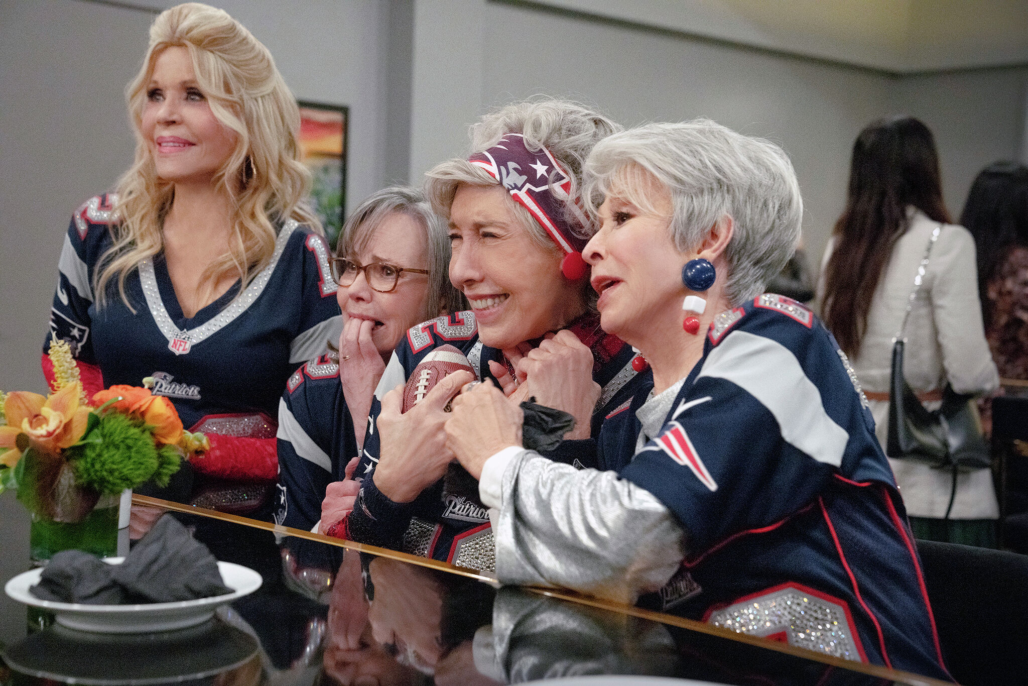 80 FOR BRADY, from left: Rita Moreno, Lily Tomlin, producer Tom