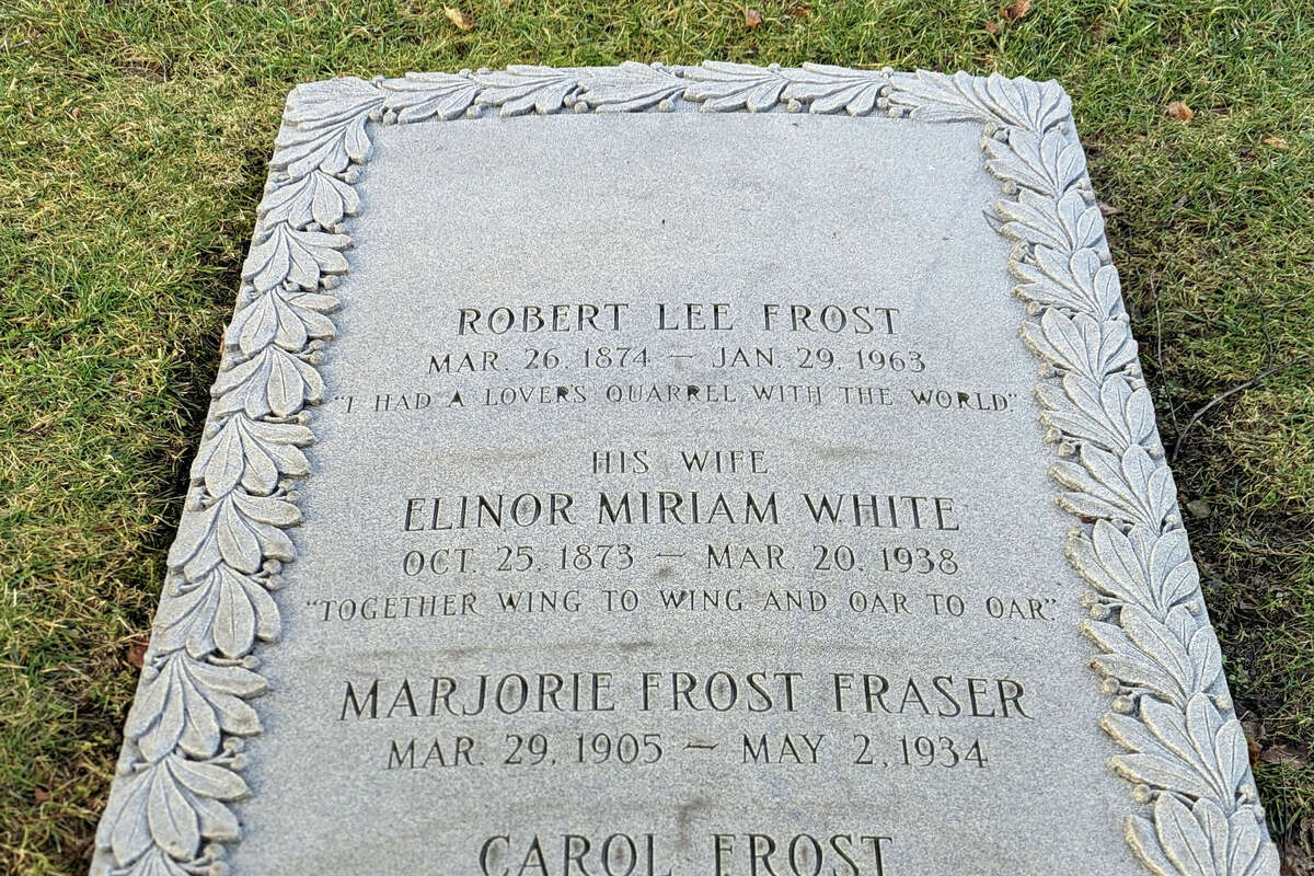 Grave of Robert Frost at Bennington Centre Cemetery.